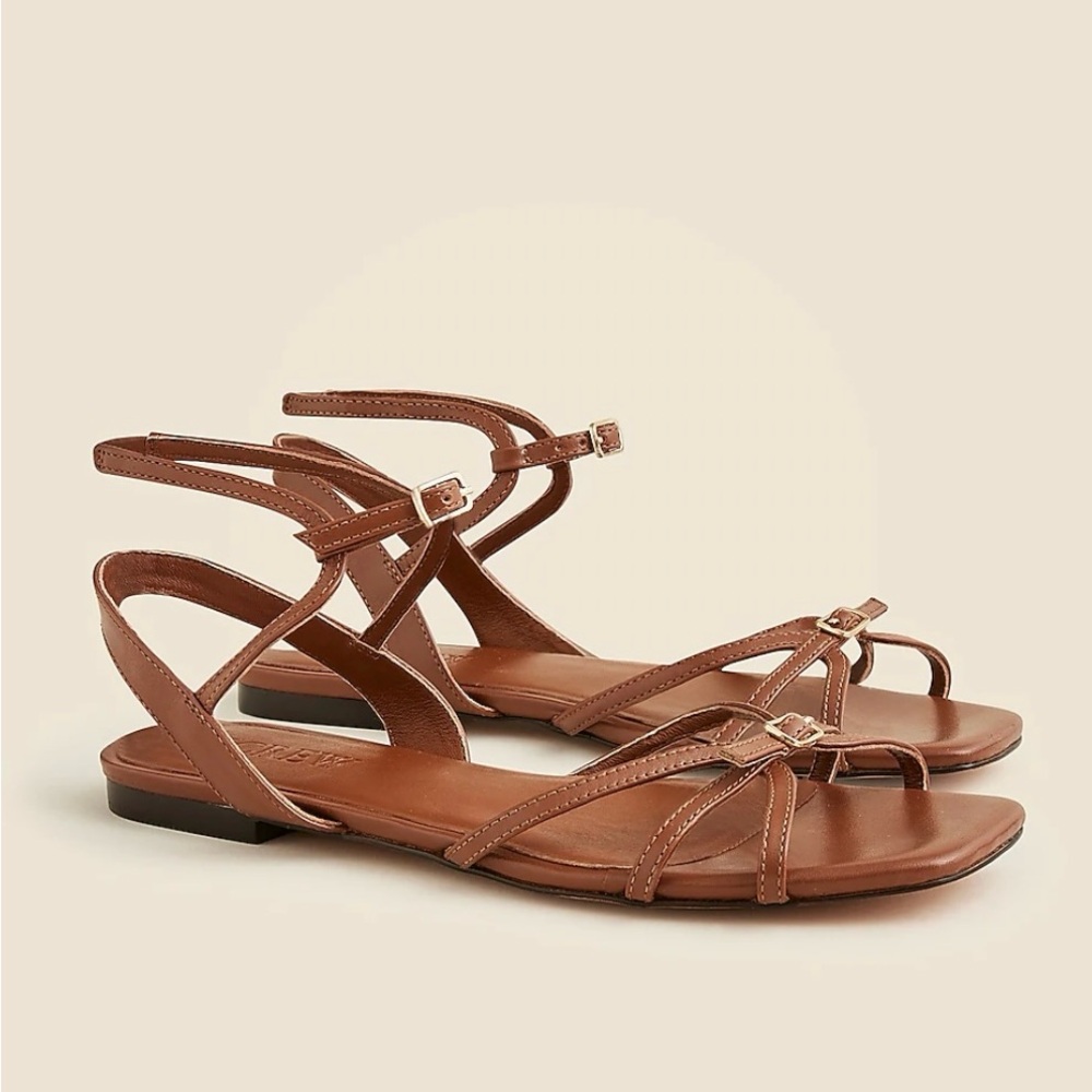 J. Crew Brown Leather Sandals with Strappy Design
